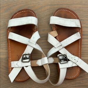 Bonpoint White and Brown Kids Sandals